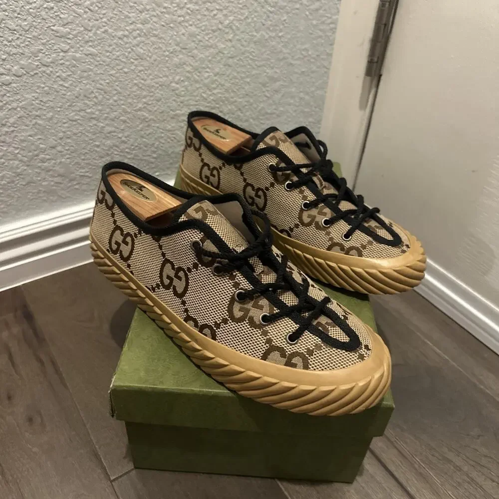 AUTHENTIC GUCCI MAXI GG LOW TOP MONOGRAM SNEAKERS 703031 GG 10 (fits USA SZ 11)